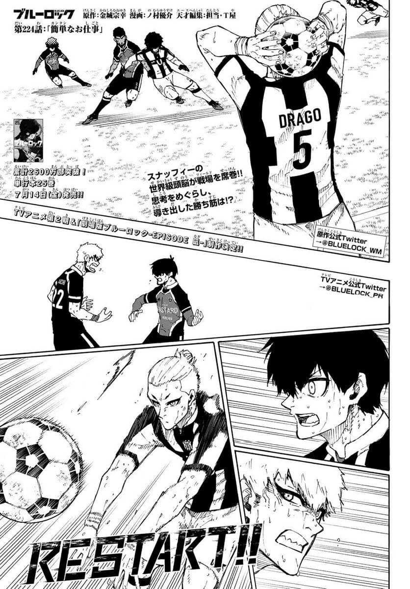 Cover of Blue Lock chapter 224, Simple Job